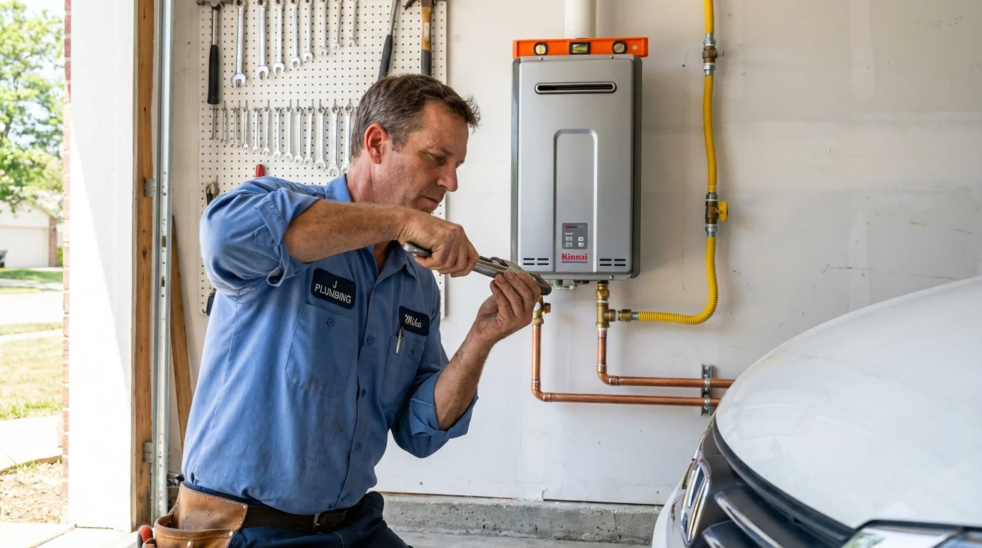Tankless water heater installation by a Johns Plumbing LLC plumber in Bergen